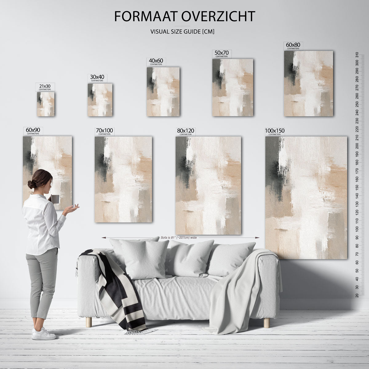 Abstracte beige en grijze Poster
