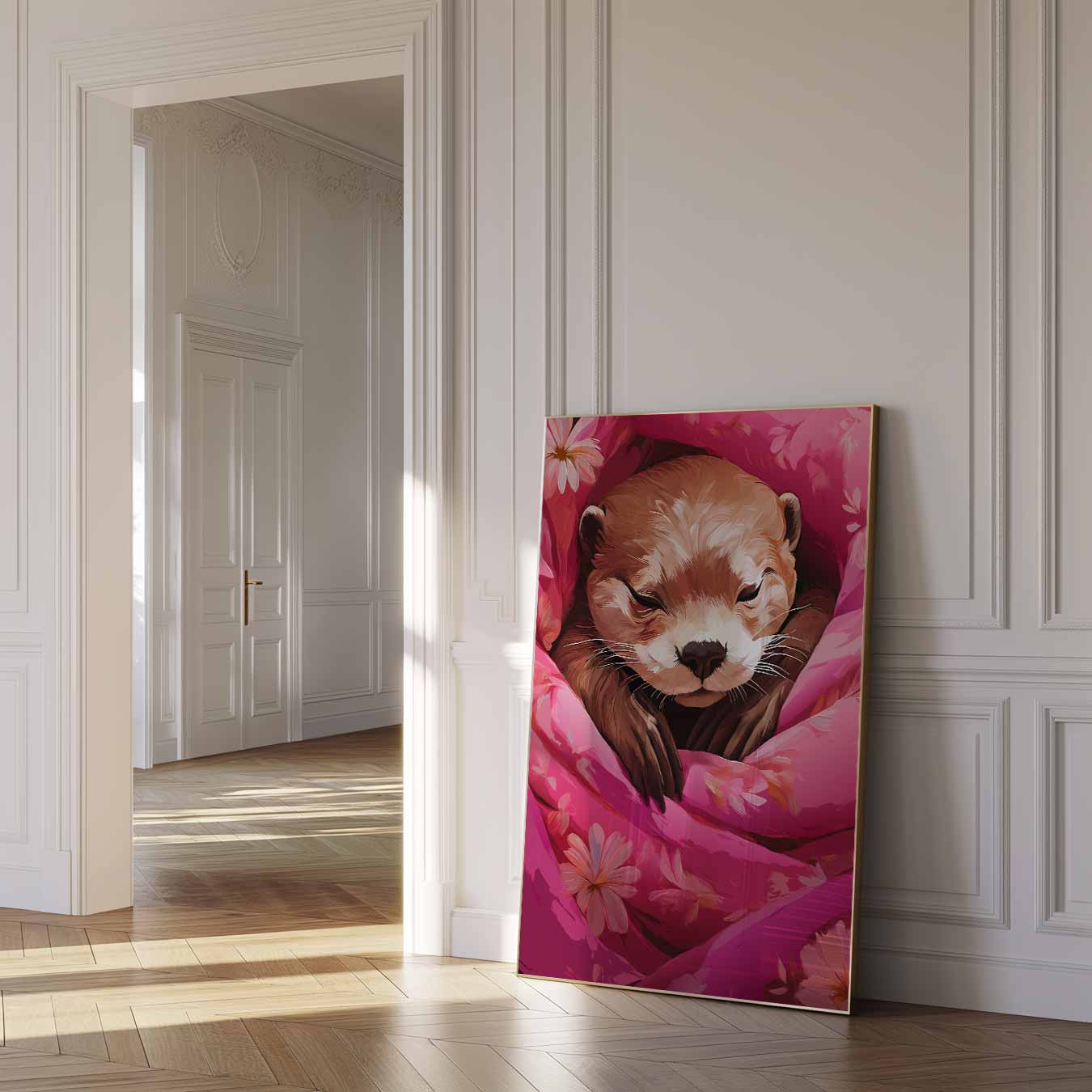 Schattige Onder-dekbed Otter Poster-WallArtistic