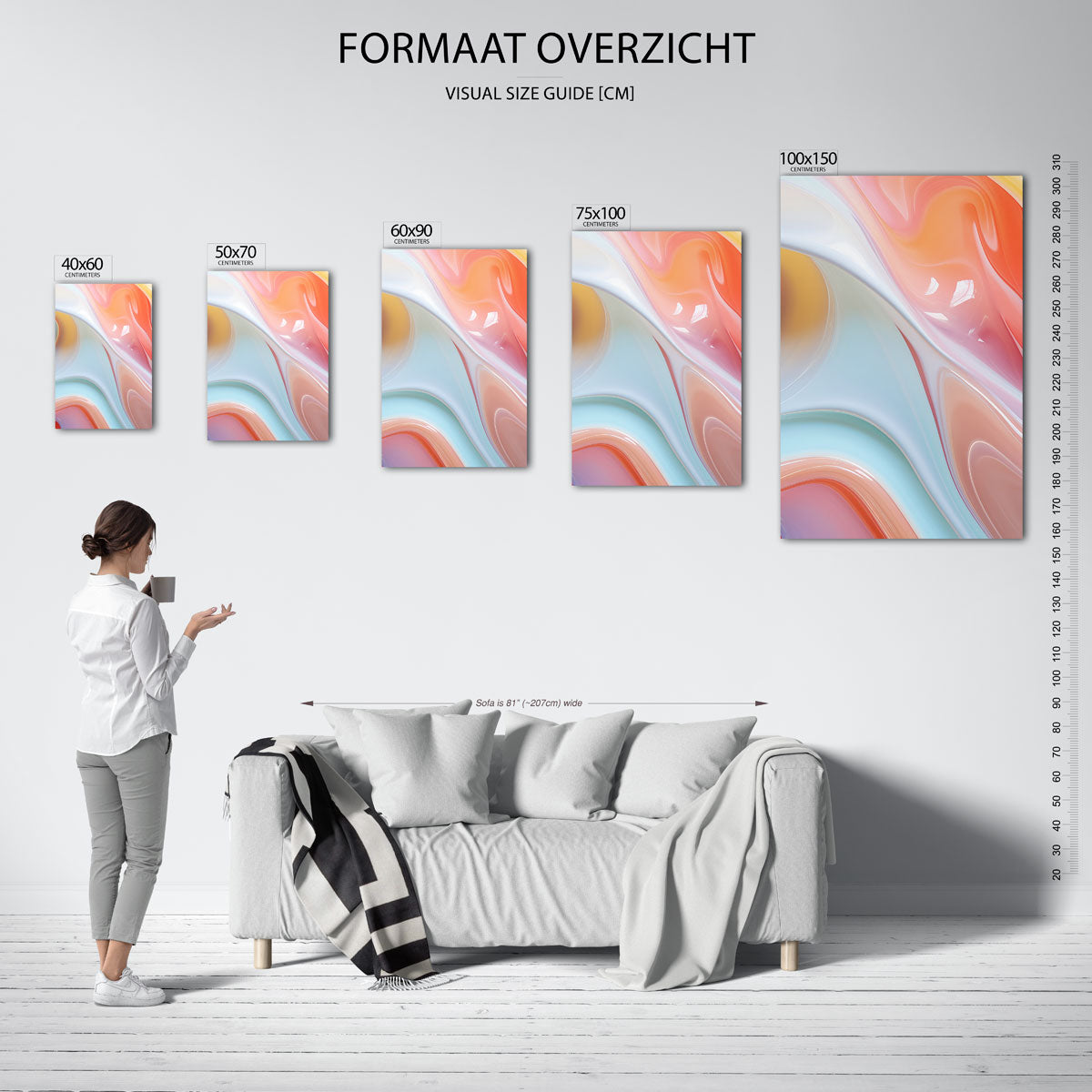 Vloeiende kleurencompositie Kunstwerk