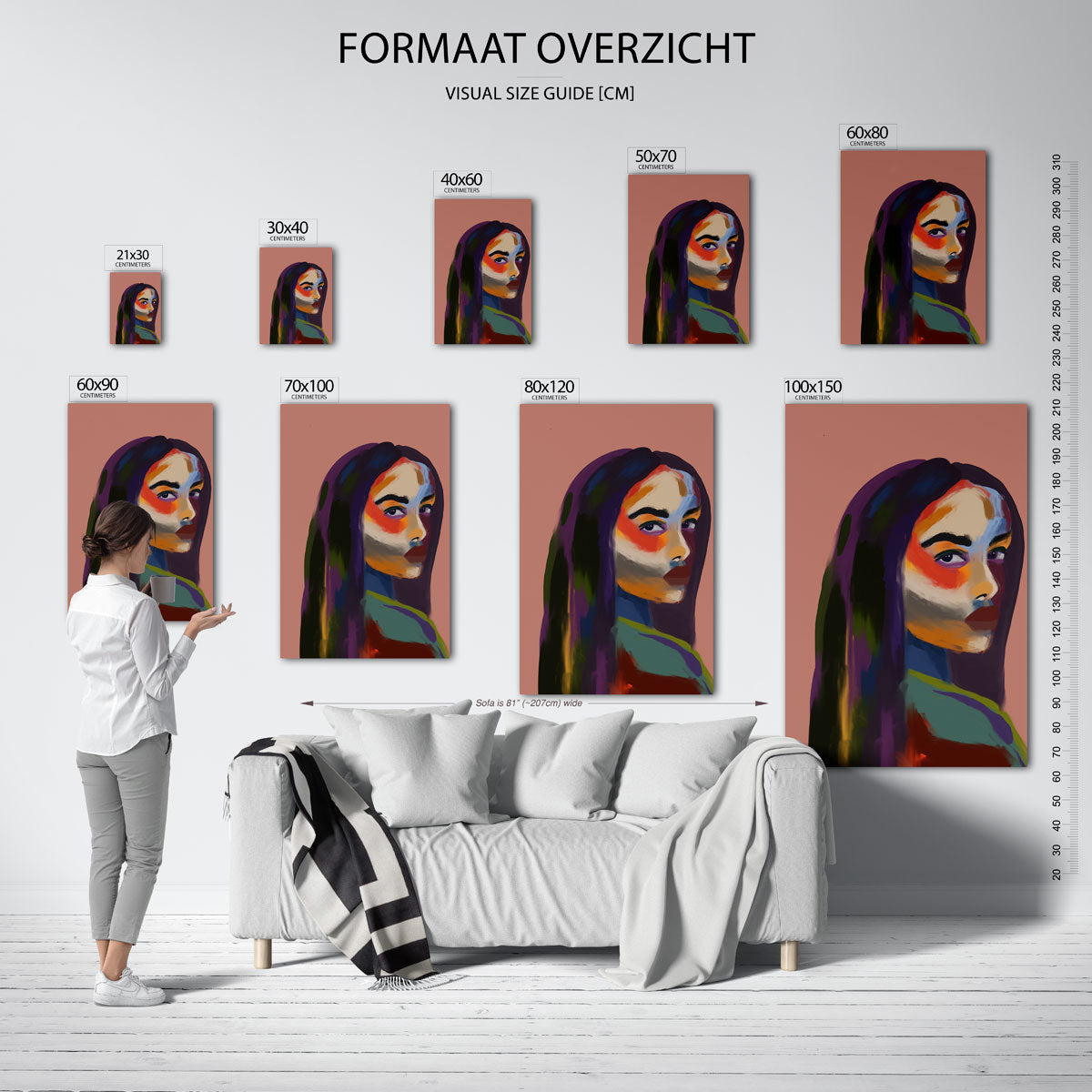 Portret met kleurrijke accenten Poster