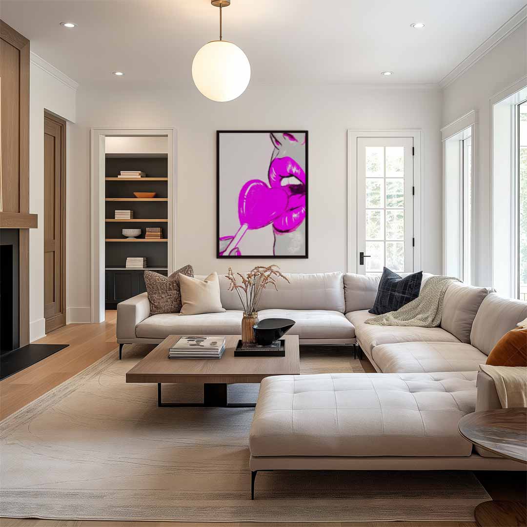 Pop Art Lolly Lips Kunstwerk-canvas-dibond-plexiglas-wanddecoratie-WallArtistic