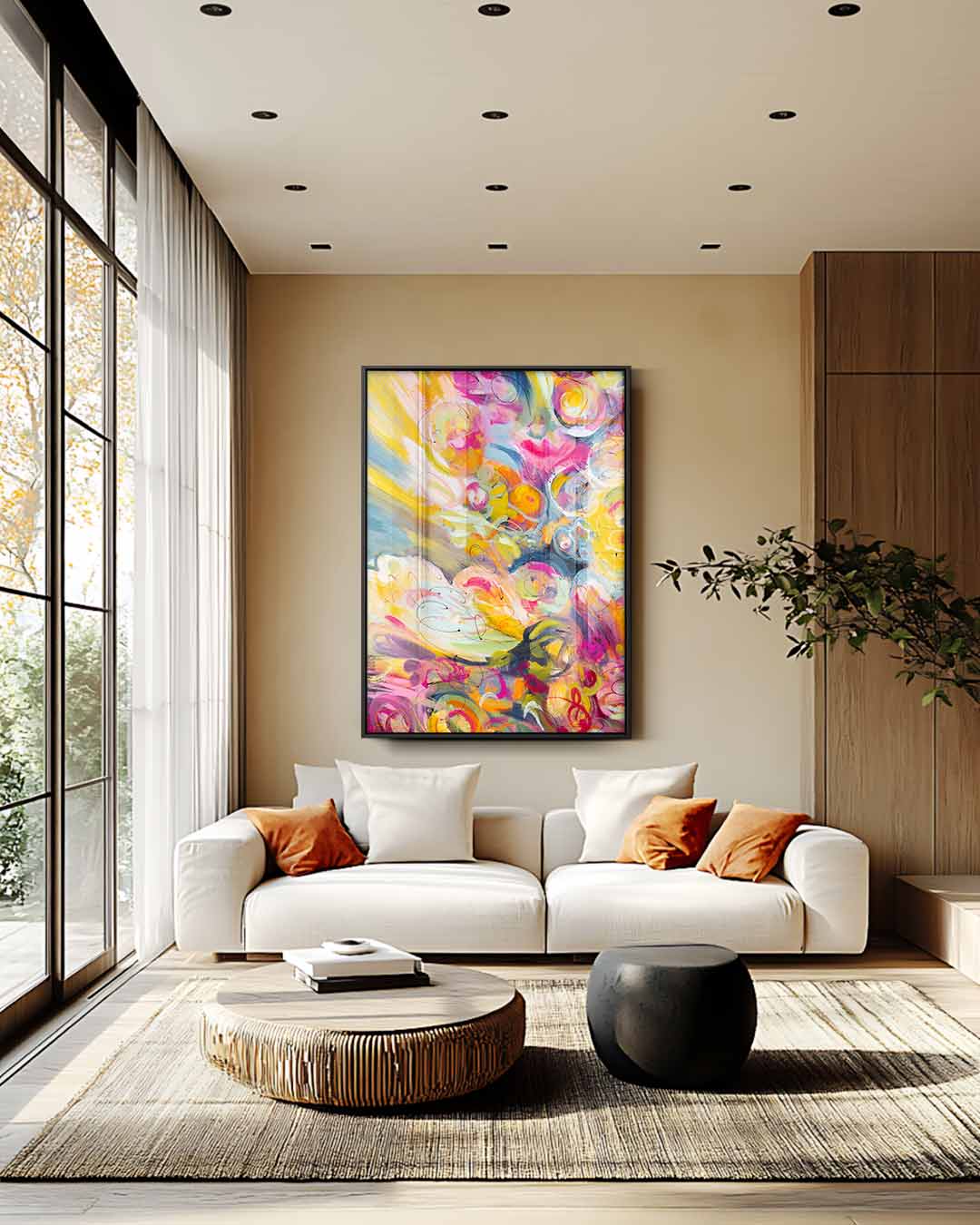 Vurige Bloemenexplosie Kunstwerk-canvas-dibond-plexiglas-wanddecoratie-WallArtistic