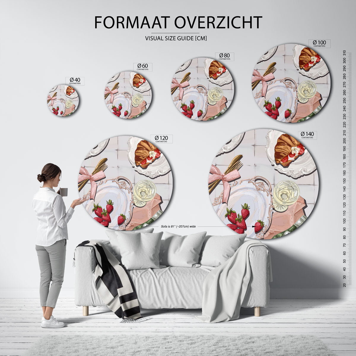 Ontbijt met aardbeien Muurcirkel