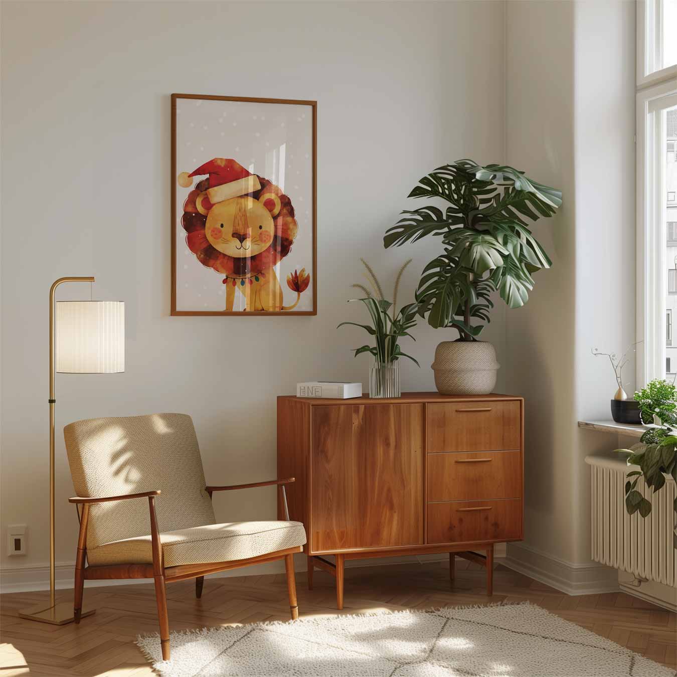 Kerstleeuw Feestposter-WallArtistic