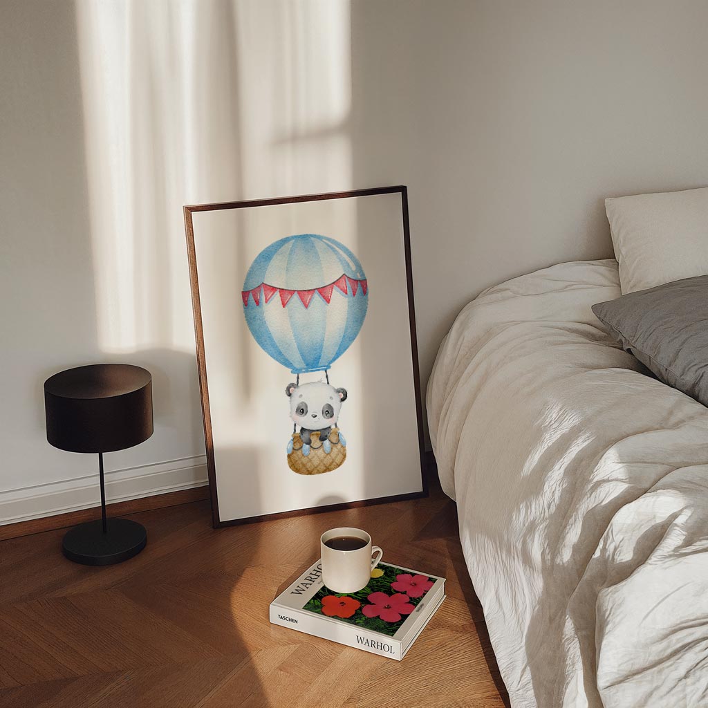 Schattige Panda In Luchtballon Poster-WallArtistic