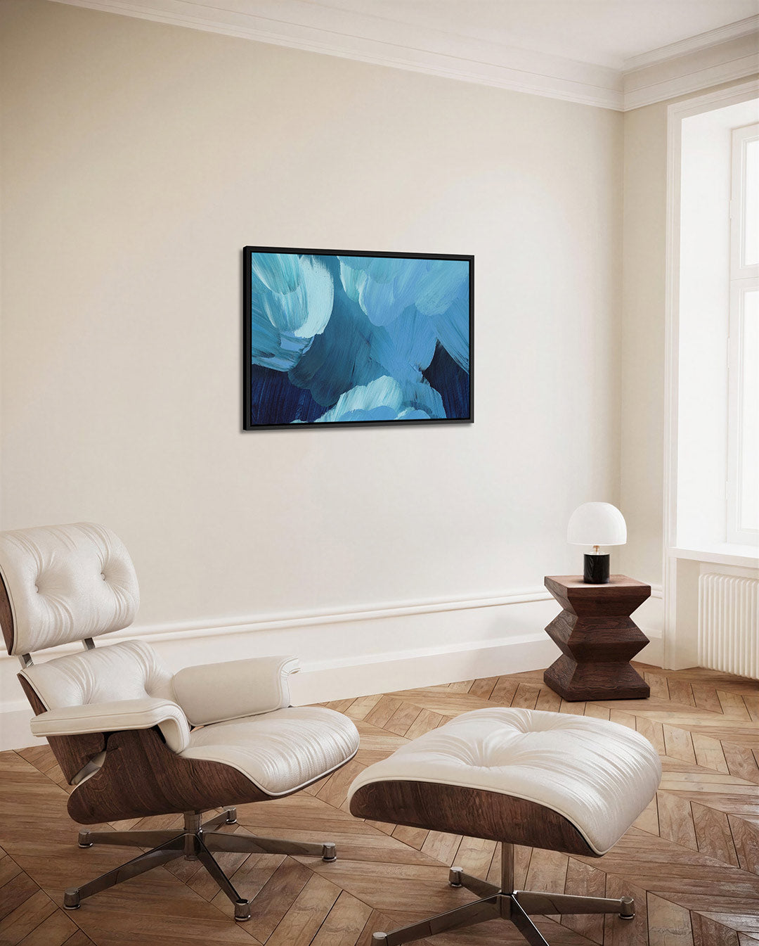 Dynamische blauwe beweging Kunstwerk