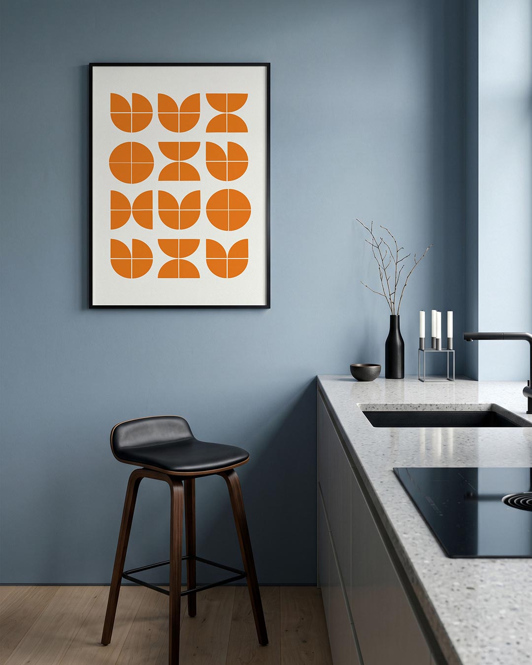 Oranje vormritme Poster