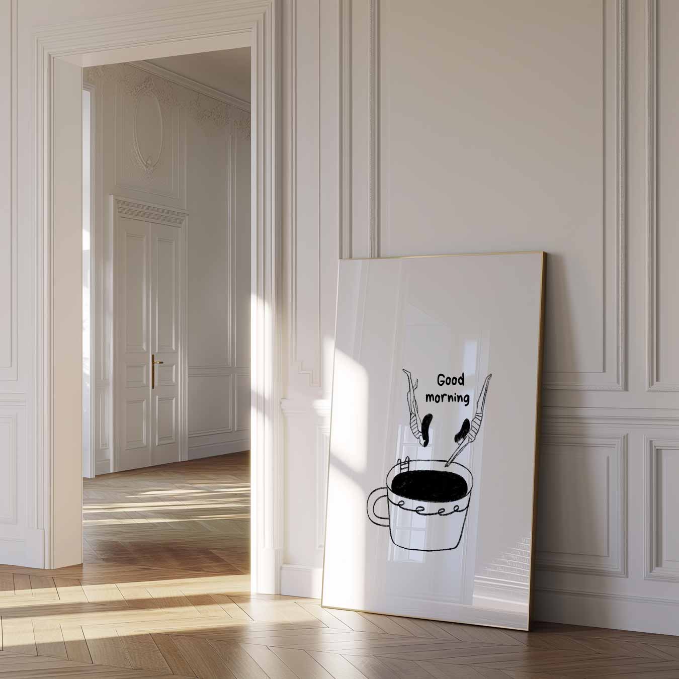 Koffieduik Illustratie Poster-WallArtistic