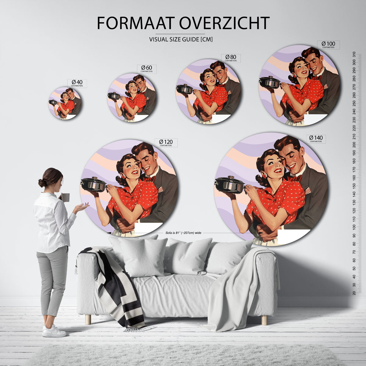 Retro koppel Muurcirkel