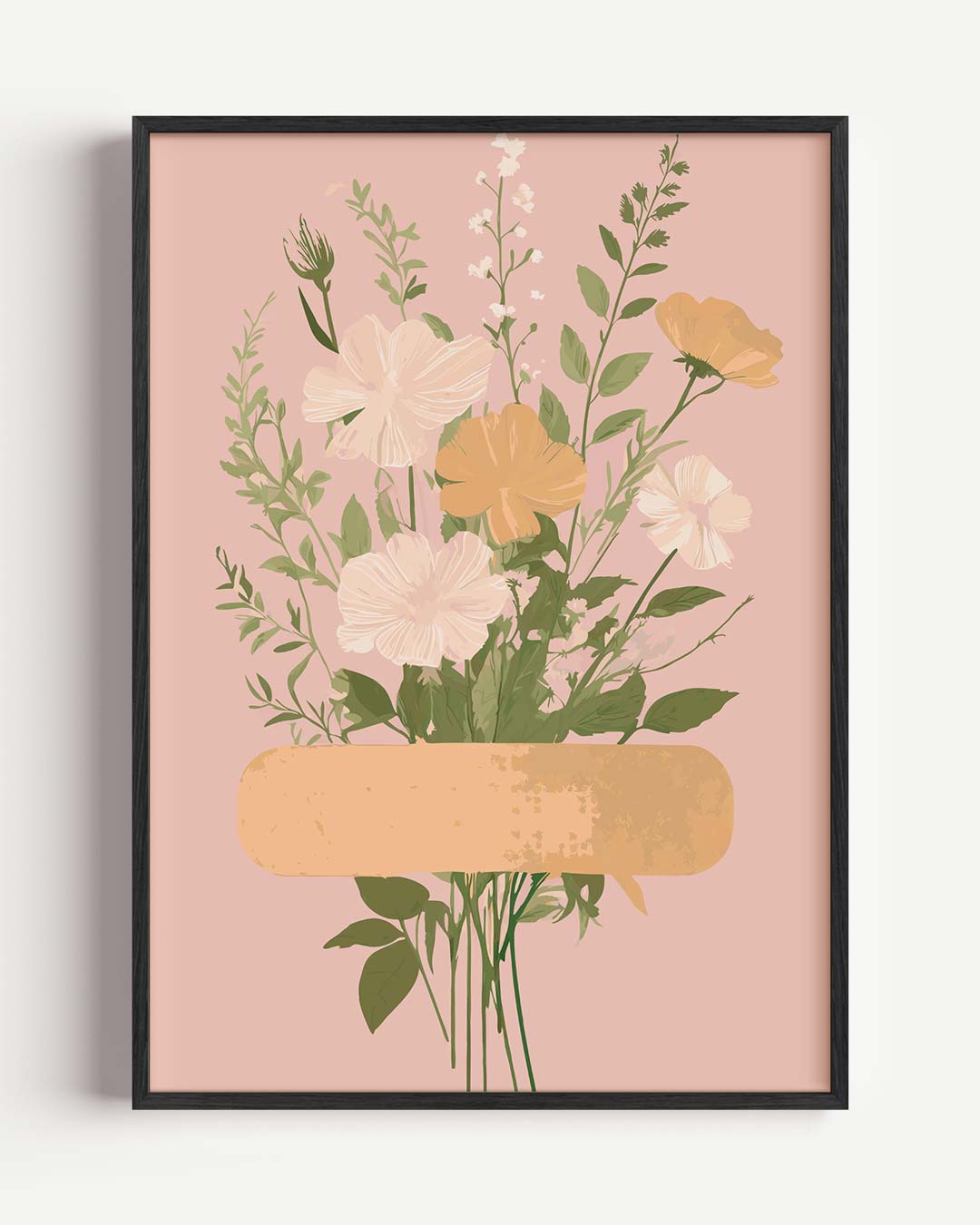 Romantische Bloemenpracht op Roze Poster-WallArtistic