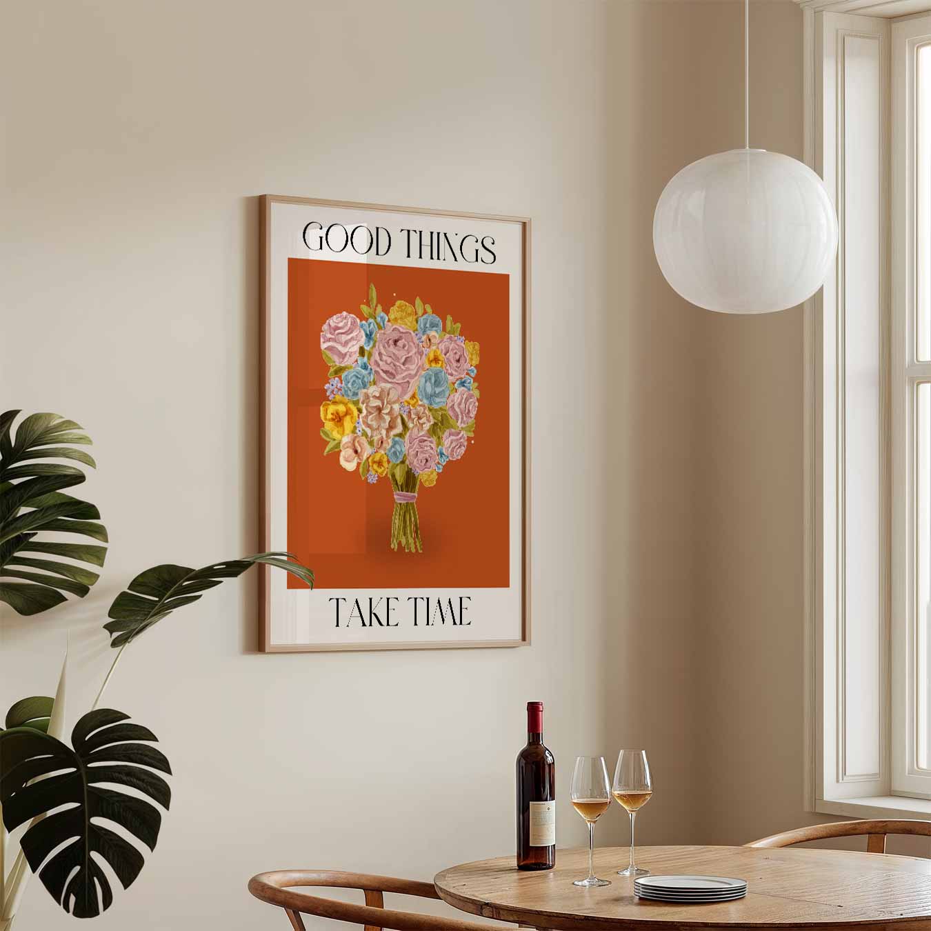 Bloemenpracht Poster met Inspirerende Tekst Poster-WallArtistic