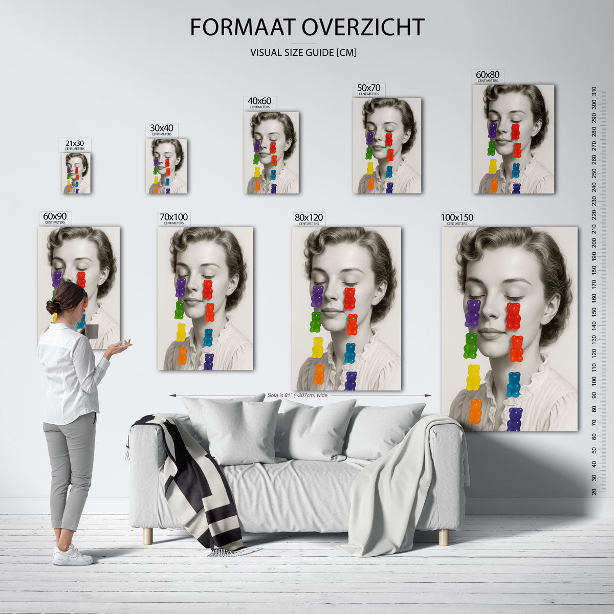 Portret met kleurrijke beren Poster