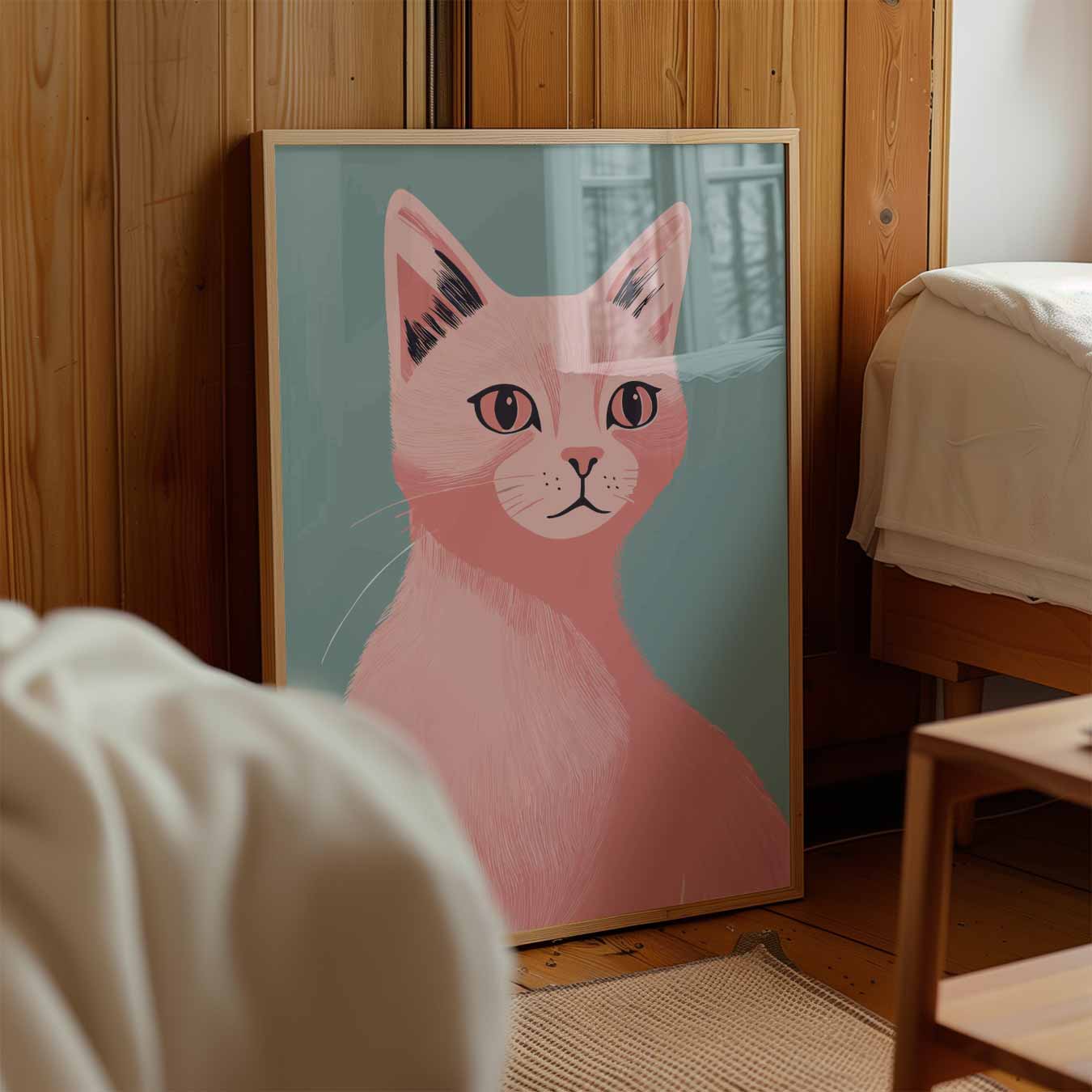 Stijlvolle Roze Kattenposter-WallArtistic