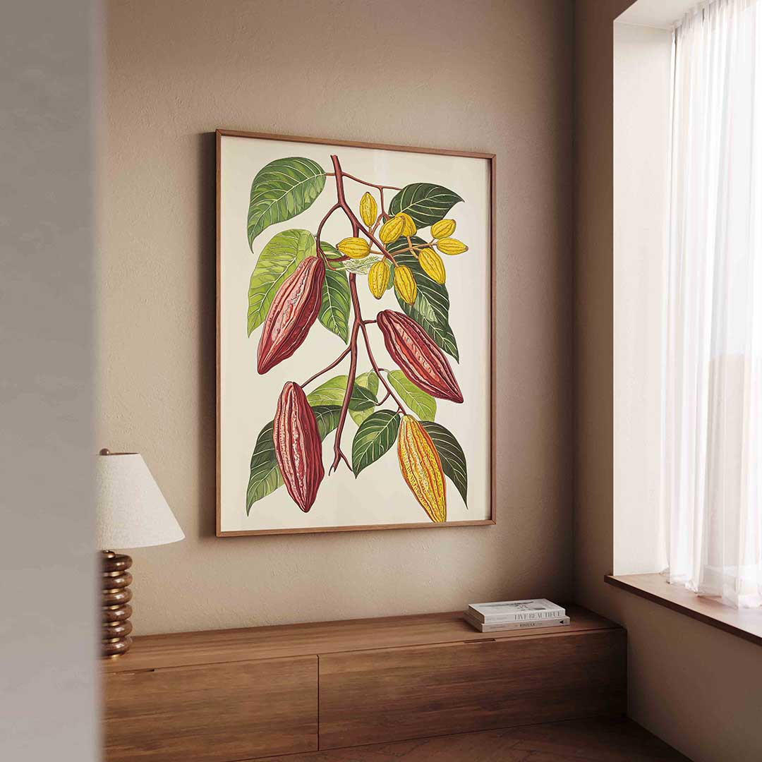 Cacaobonen en bladeren Poster