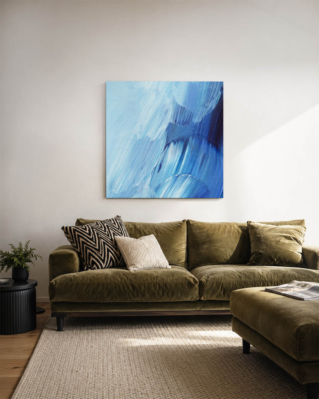Dynamische blauwe beweging Kunstwerk