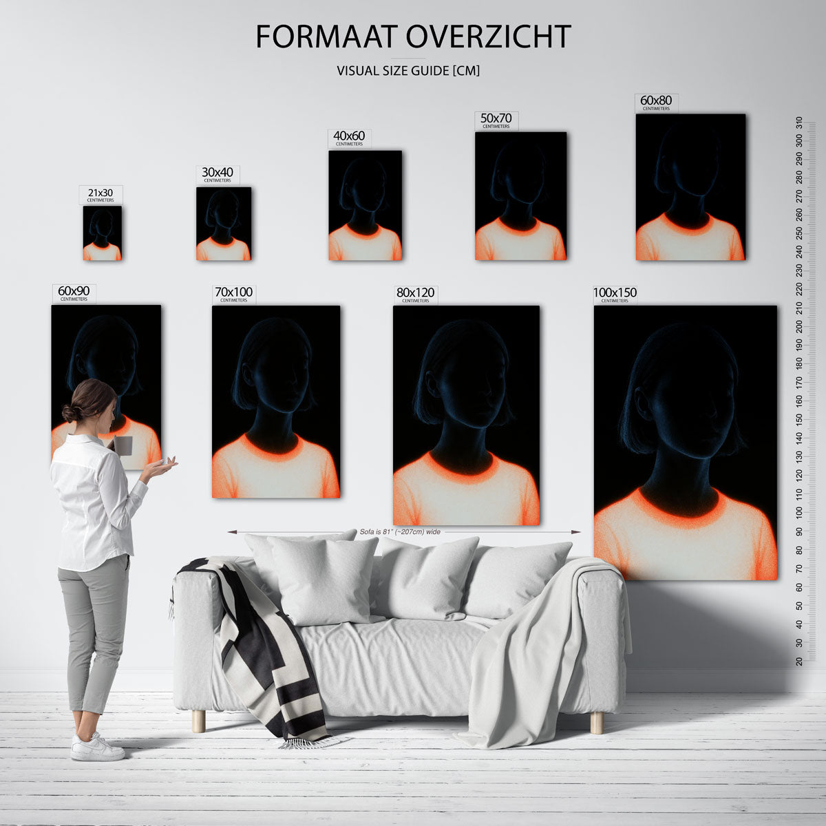 Portret met lichtgevende elementen Poster