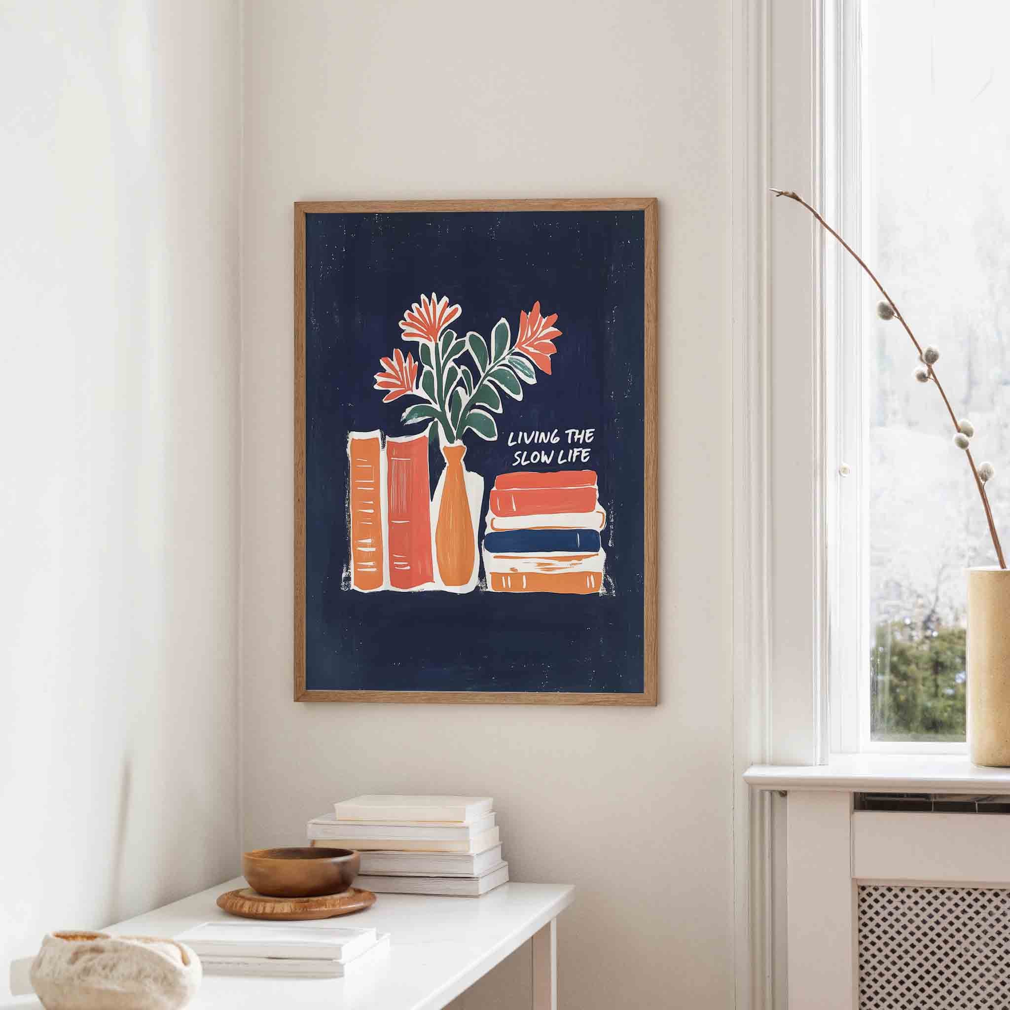 Boeken en bloemen Poster