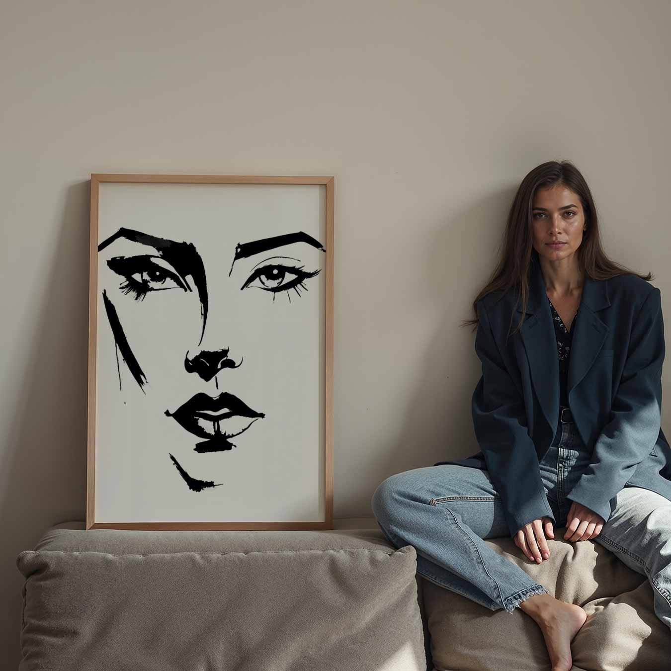 Elegante Vrouwengezicht Illustratie Poster-WallArtistic