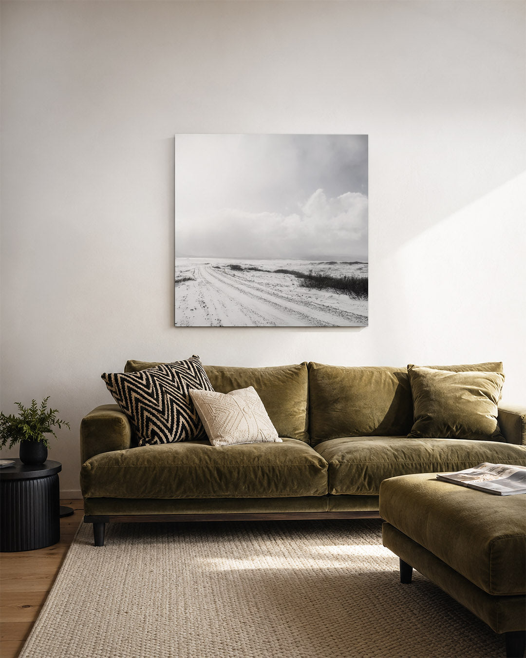 Weg in winterlandschap Kunstwerk