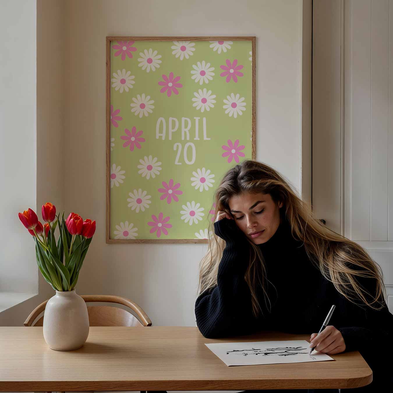Vrolijke Bloemen Kalenderposter-WallArtistic