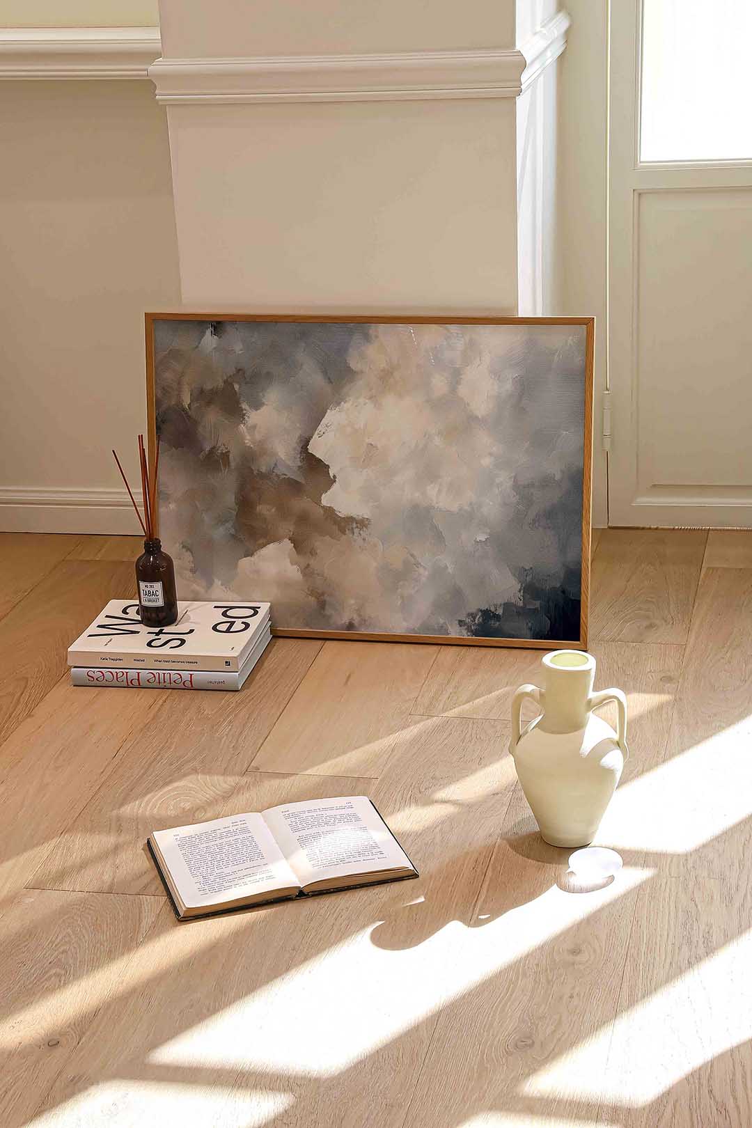 Abstracte beige en grijze Poster