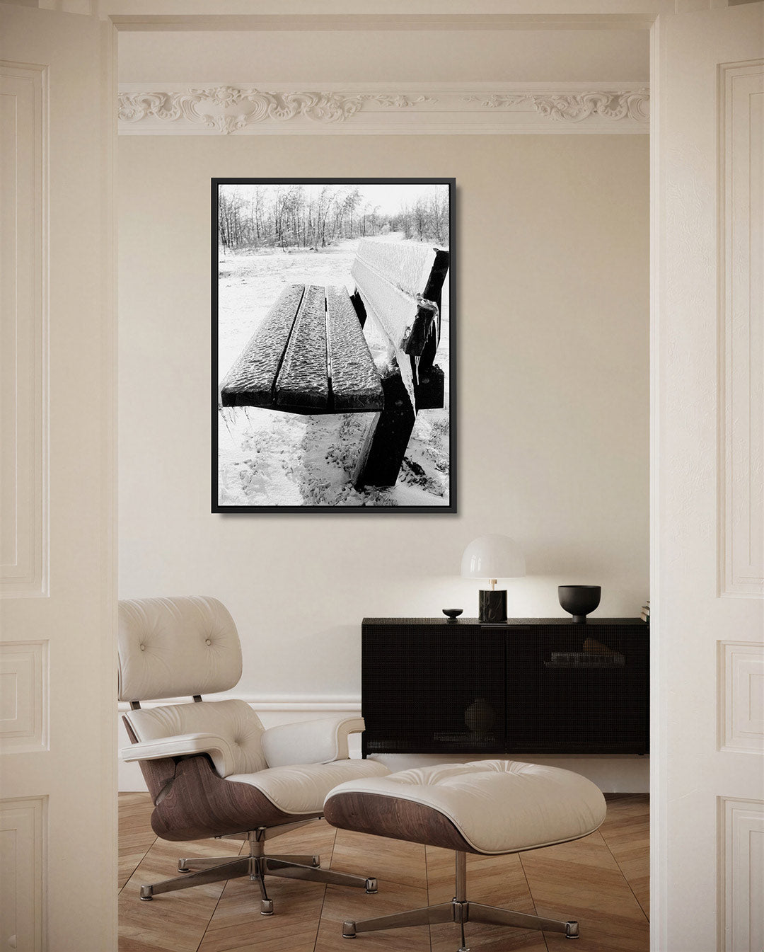 Bevroren bankje Kunstwerk