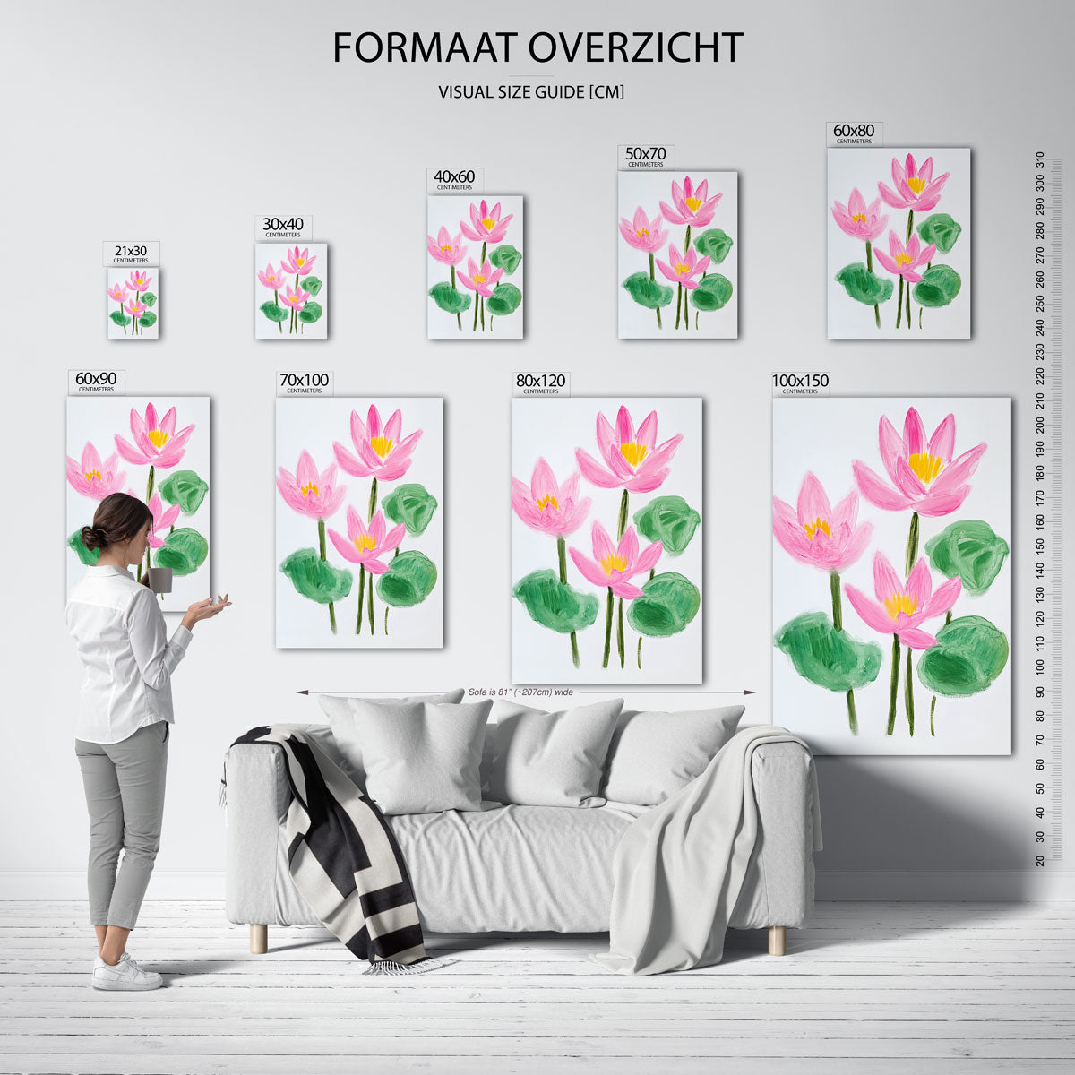 Roze bloemen en groene bladeren Poster