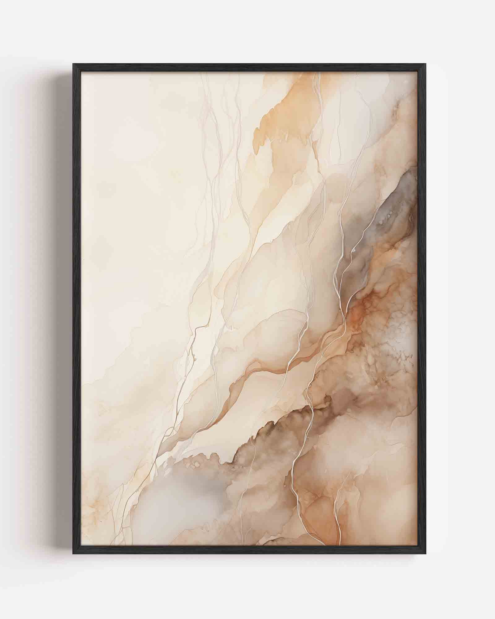 Abstracte beige en bruine lijnen Poster