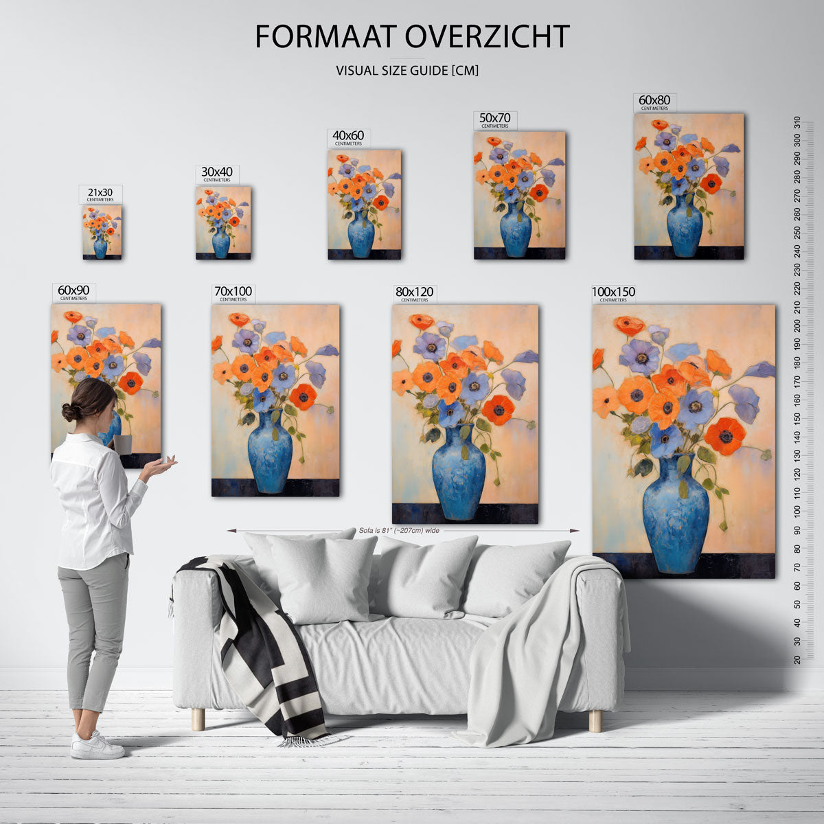 Bloemen in blauwe vaas Poster