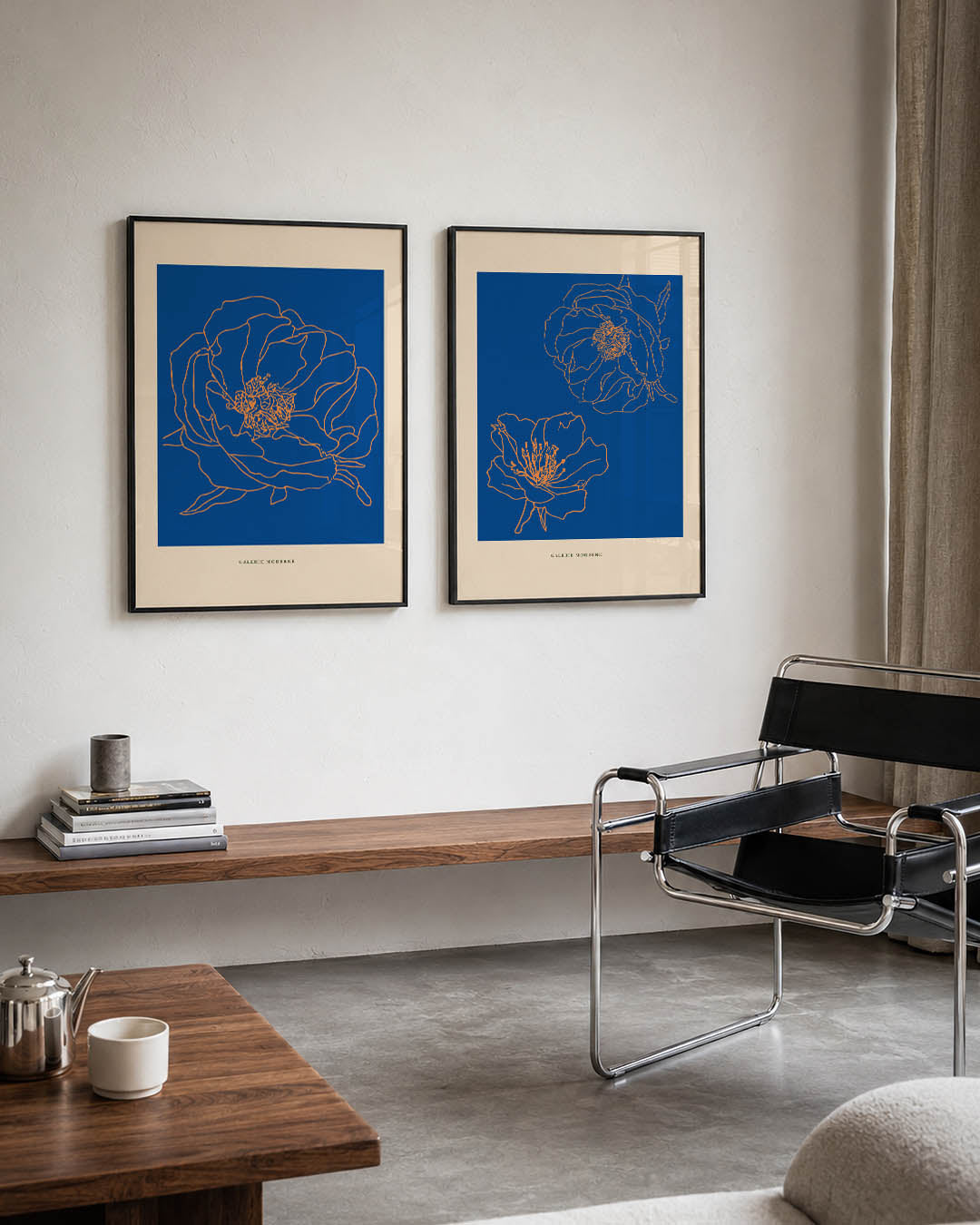 Lijnbloem op blauw Posterset