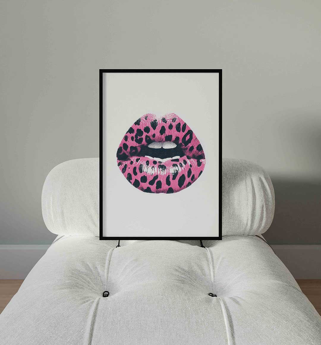 Roze lippen met stippen Poster