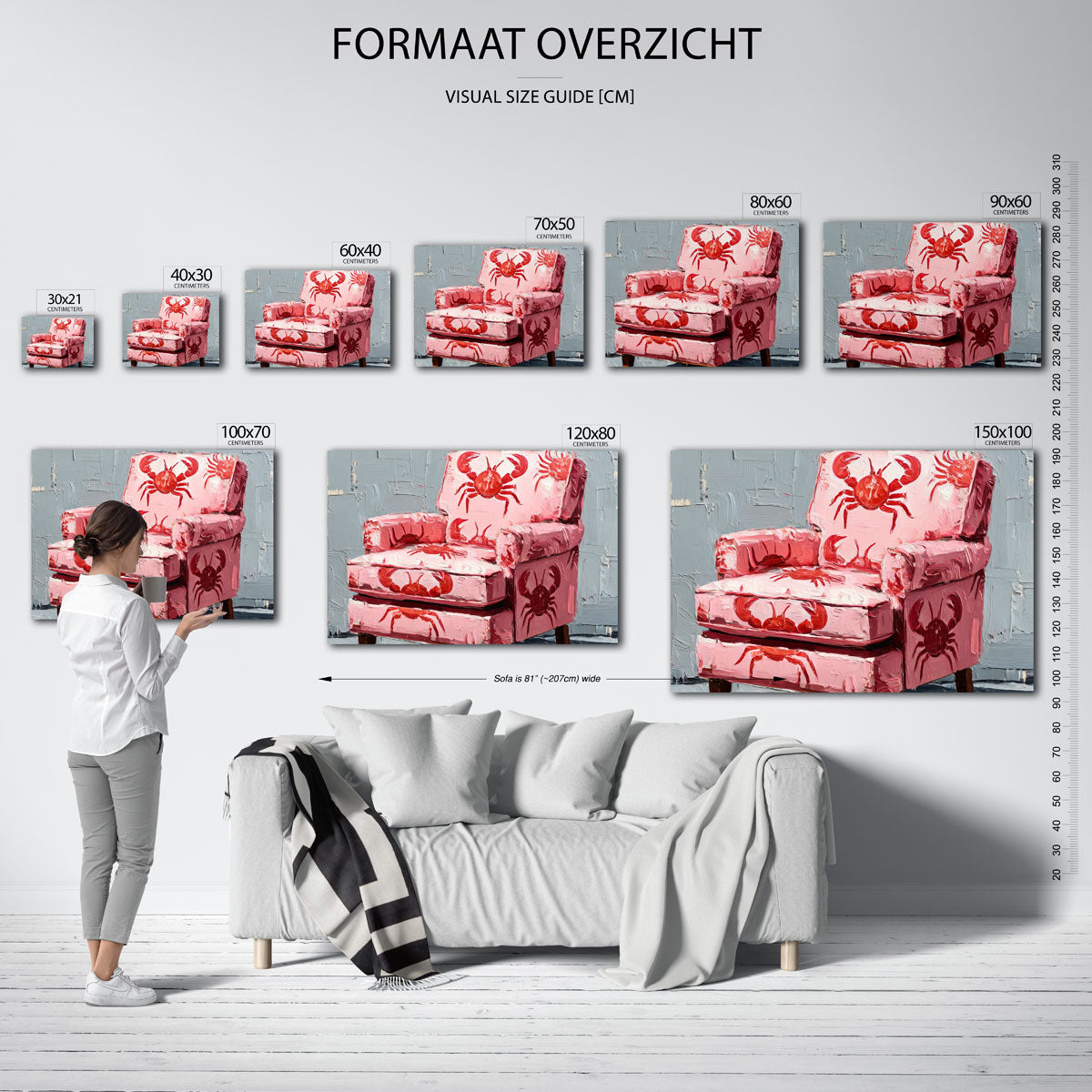 Kreeftmotief op roze stoel Poster