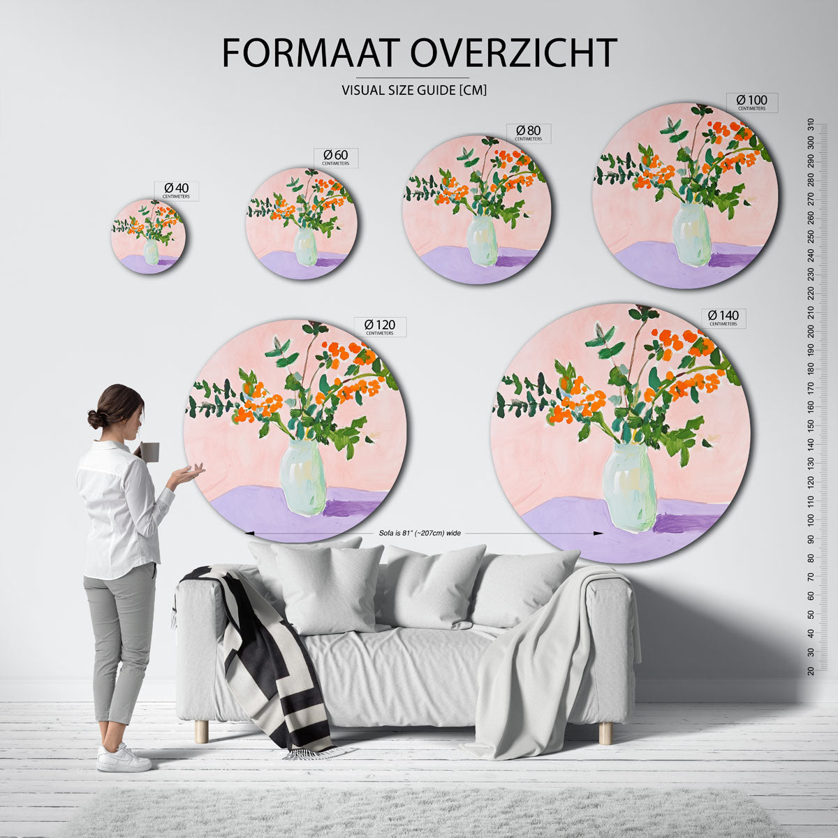 Bloemen in vaas Muurcirkel