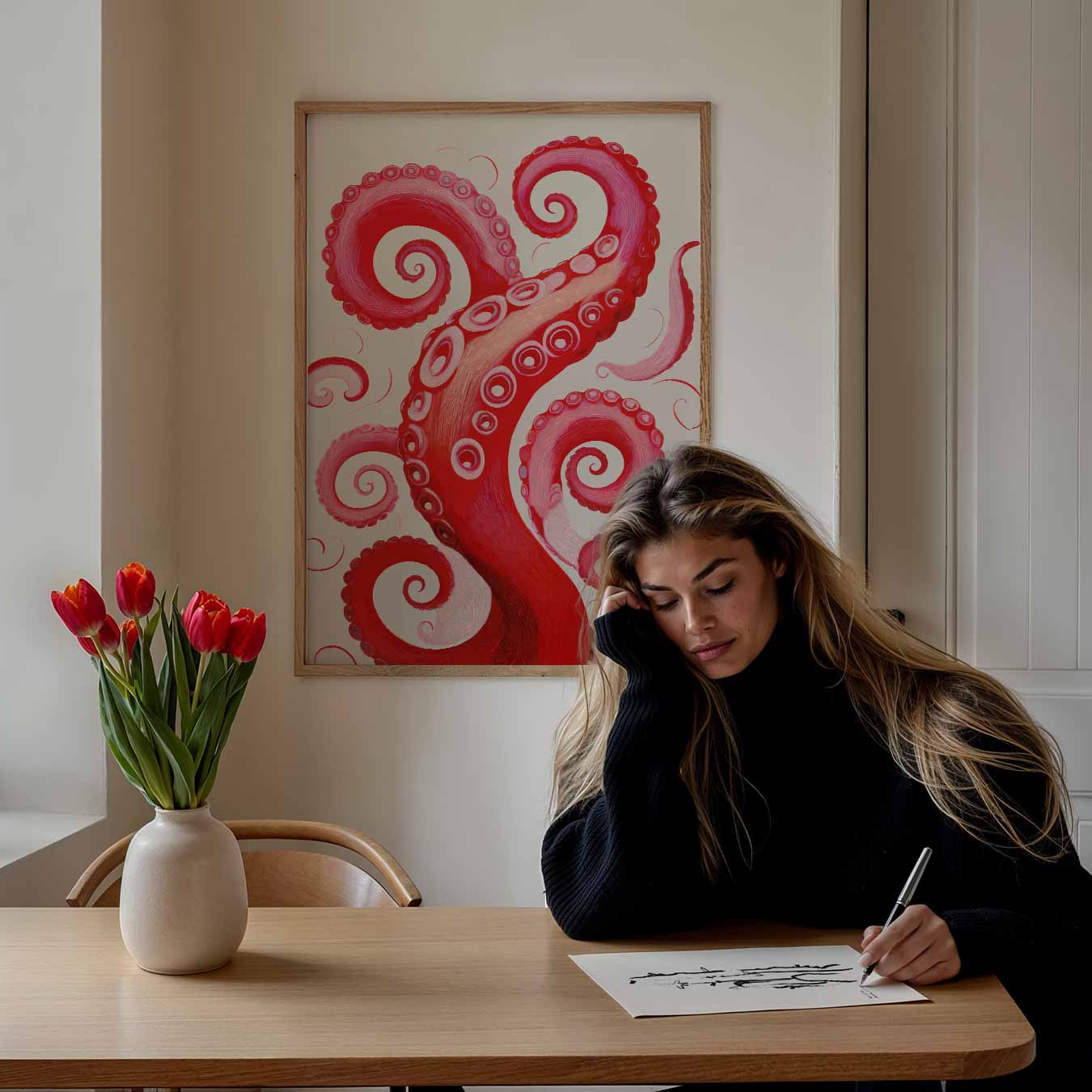 Vrolijke Octopus Tentakels Kunstposter-WallArtistic