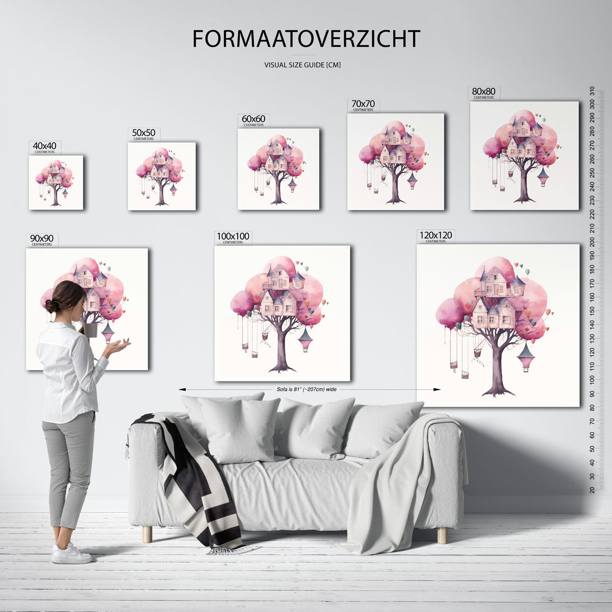Boomhuis met ballonnen Poster