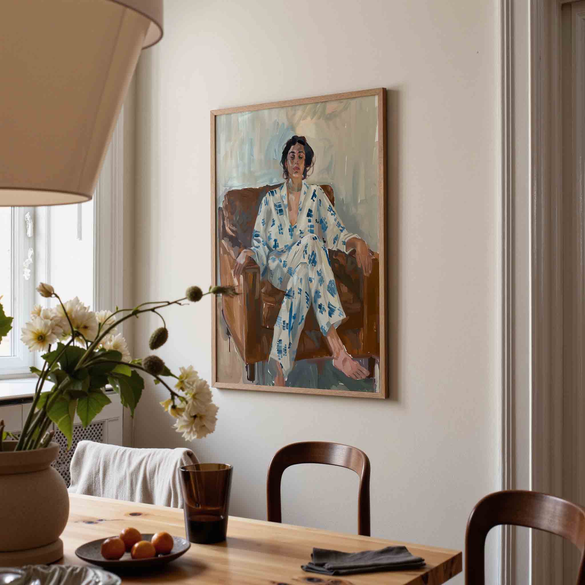 Vrouw in stoel Poster