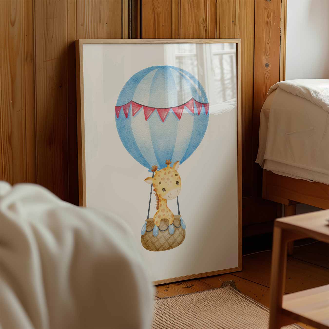 Schattige Giraffe in Luchtballon Poster-WallArtistic