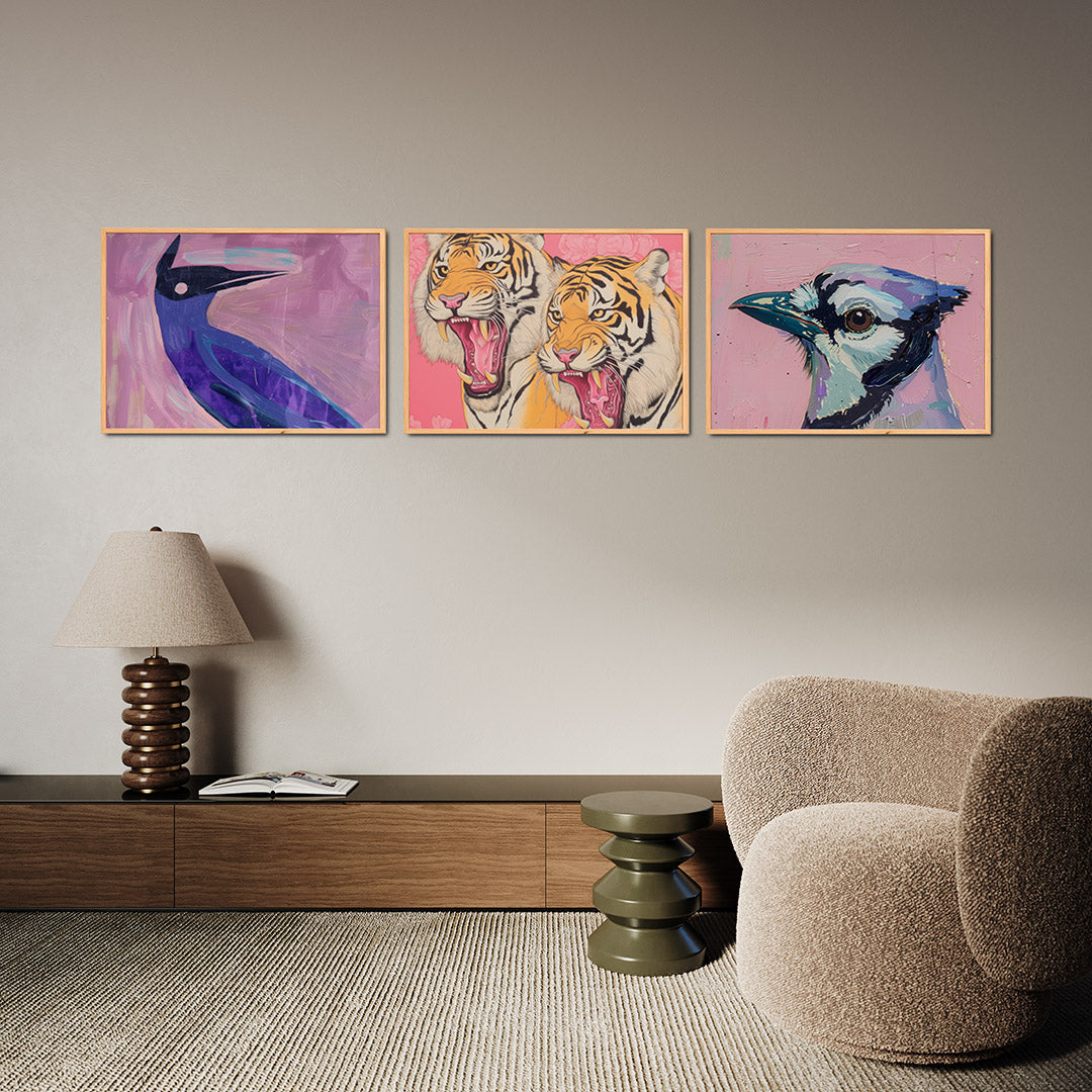 Kleurrijke vogelvorm Posterset