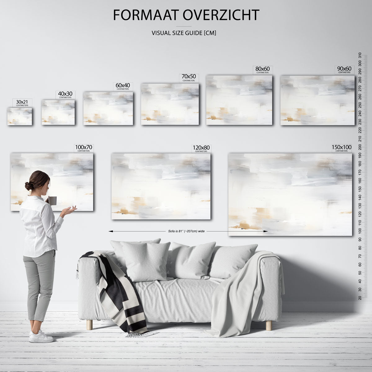 Abstracte beige en witte Poster