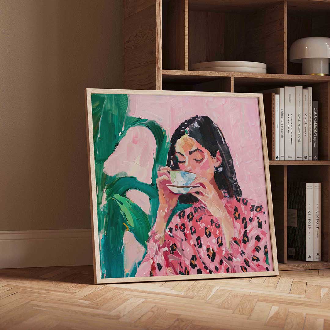 Vrouw met kopje Poster