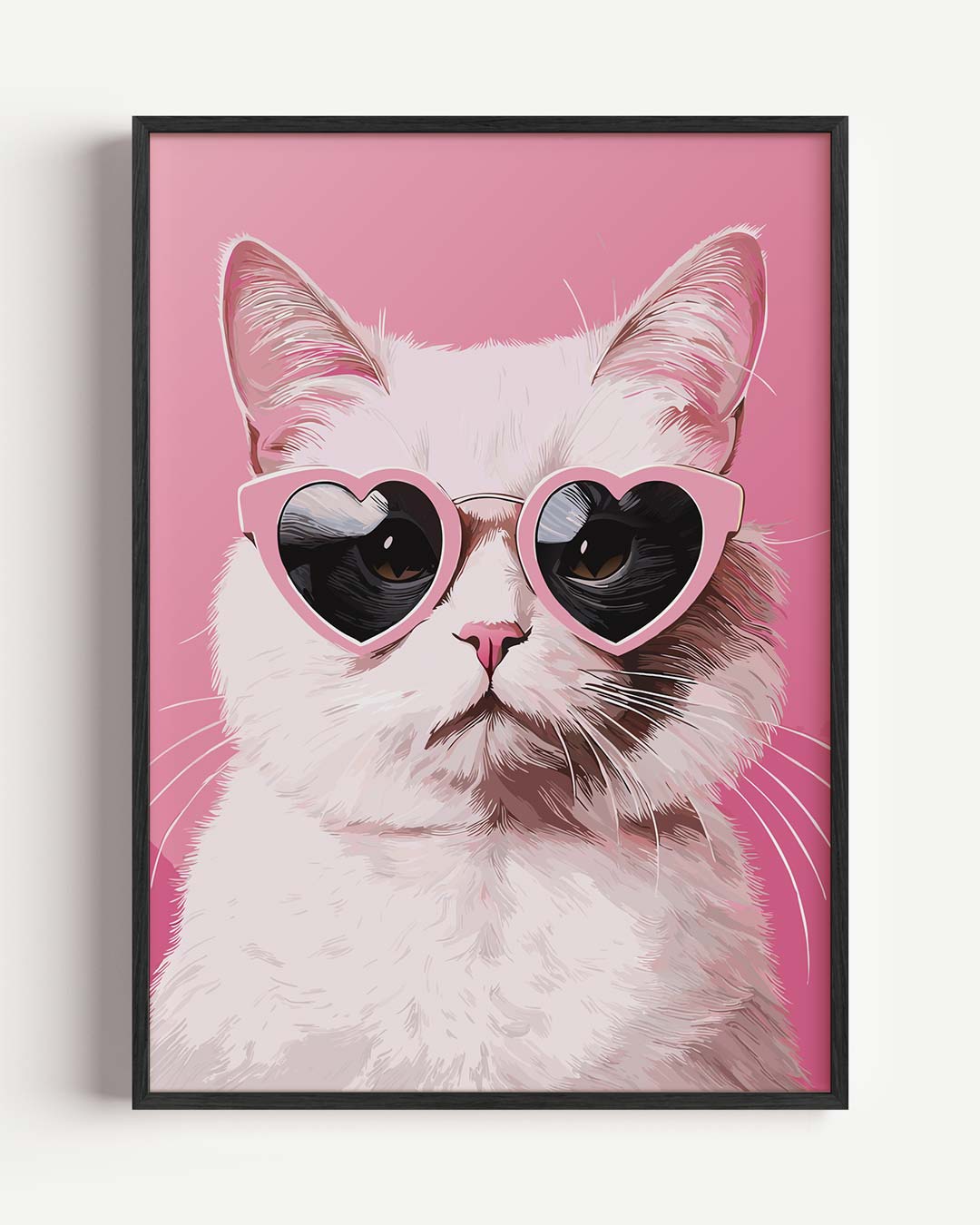 Coole Kat Met Hartjesbril Poster-WallArtistic