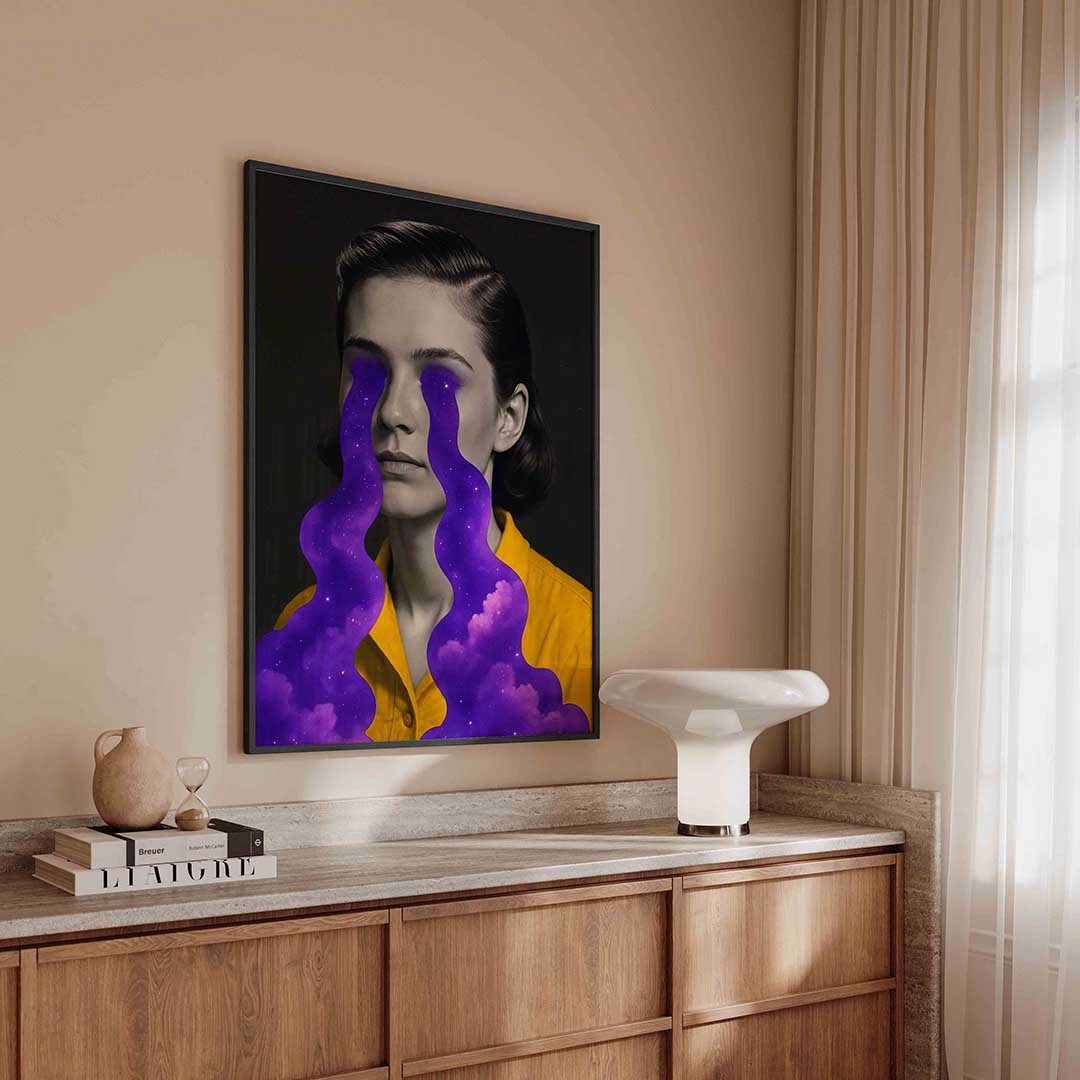 Vrouw met paarse tranen Poster