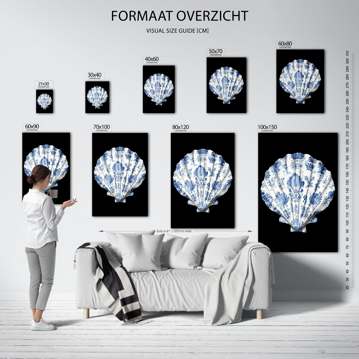 Schelp met blauwe patronen Poster