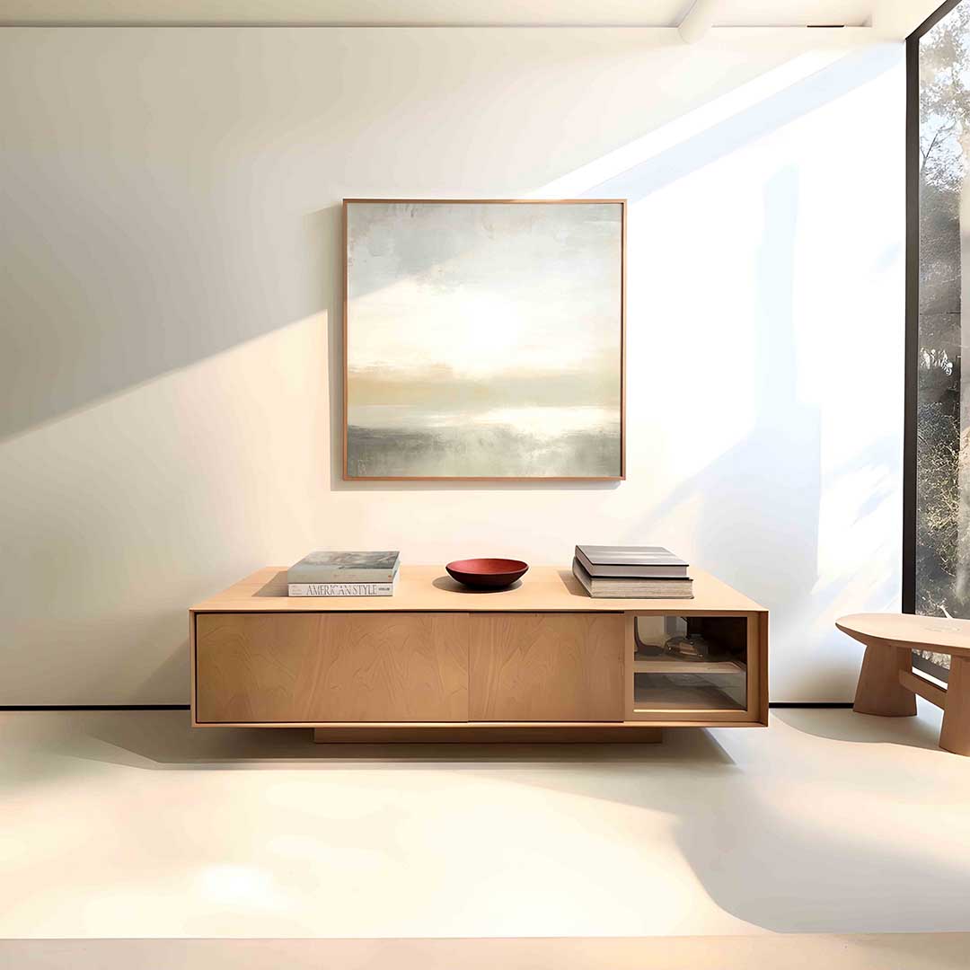 Abstracte beige en grijze Poster