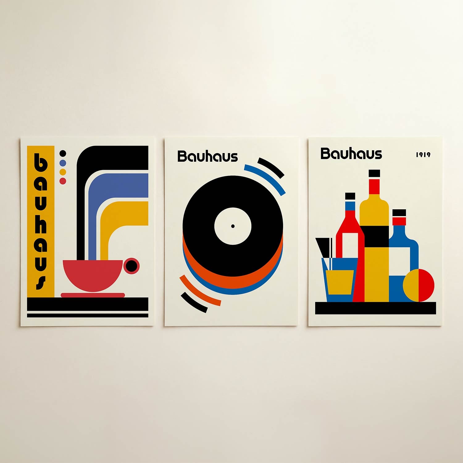 Kleurrijke lijnenspel Posterset