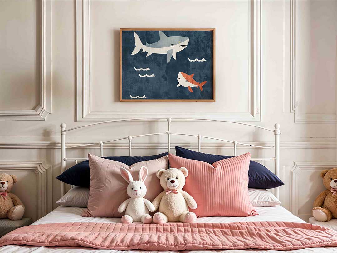 Twee haaien en golven Poster