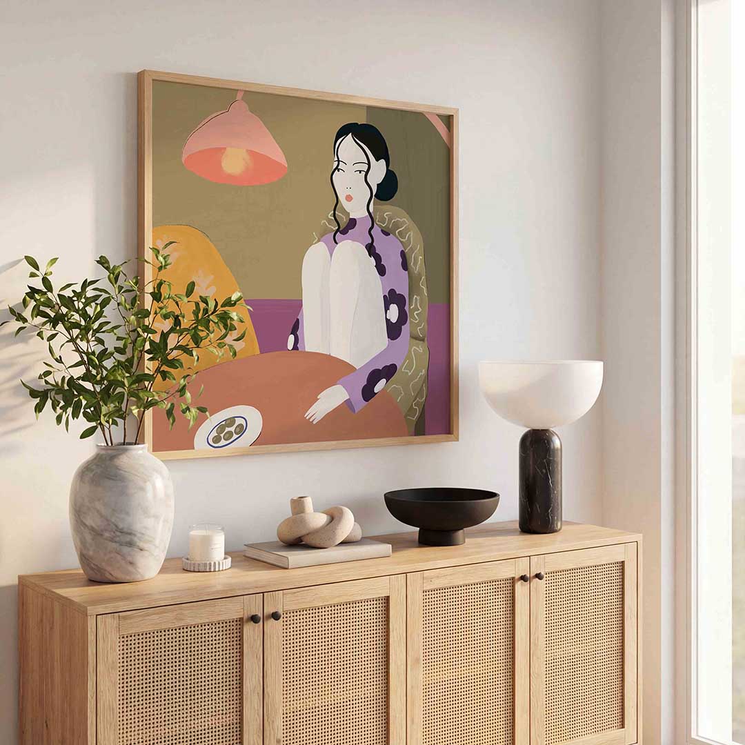 Vrouw met lamp Poster