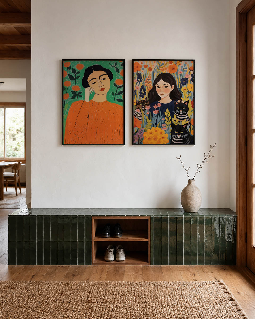 Vrouw en bloemen Posterset