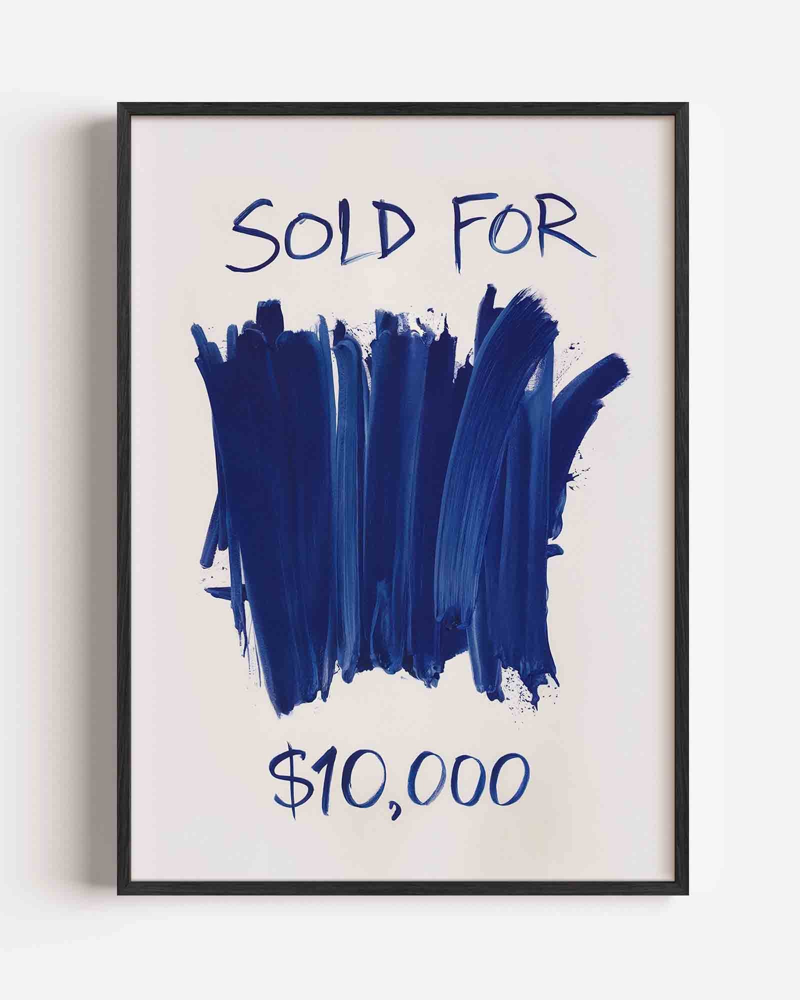 Blauwe penseelstreken Poster