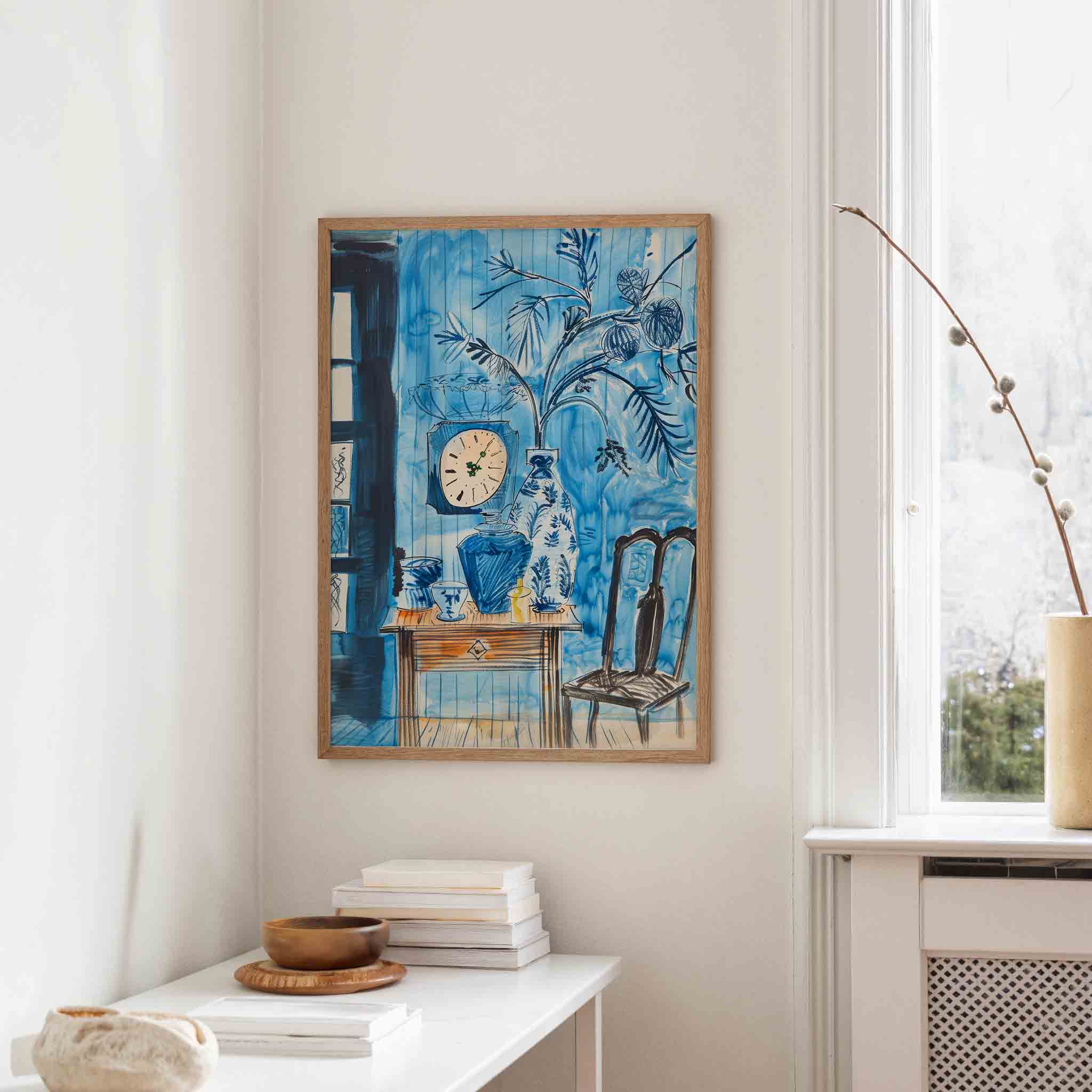 Blauwe interieur Poster